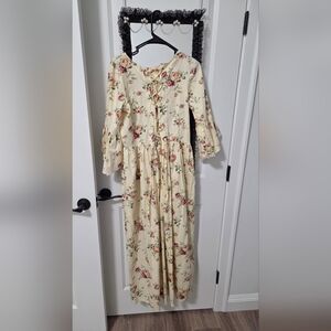 Floral Lace-Up Maxi Dress